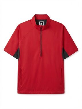 FootJoy Red and Black Short Sleeve 1/4 Zip Golf Pullover